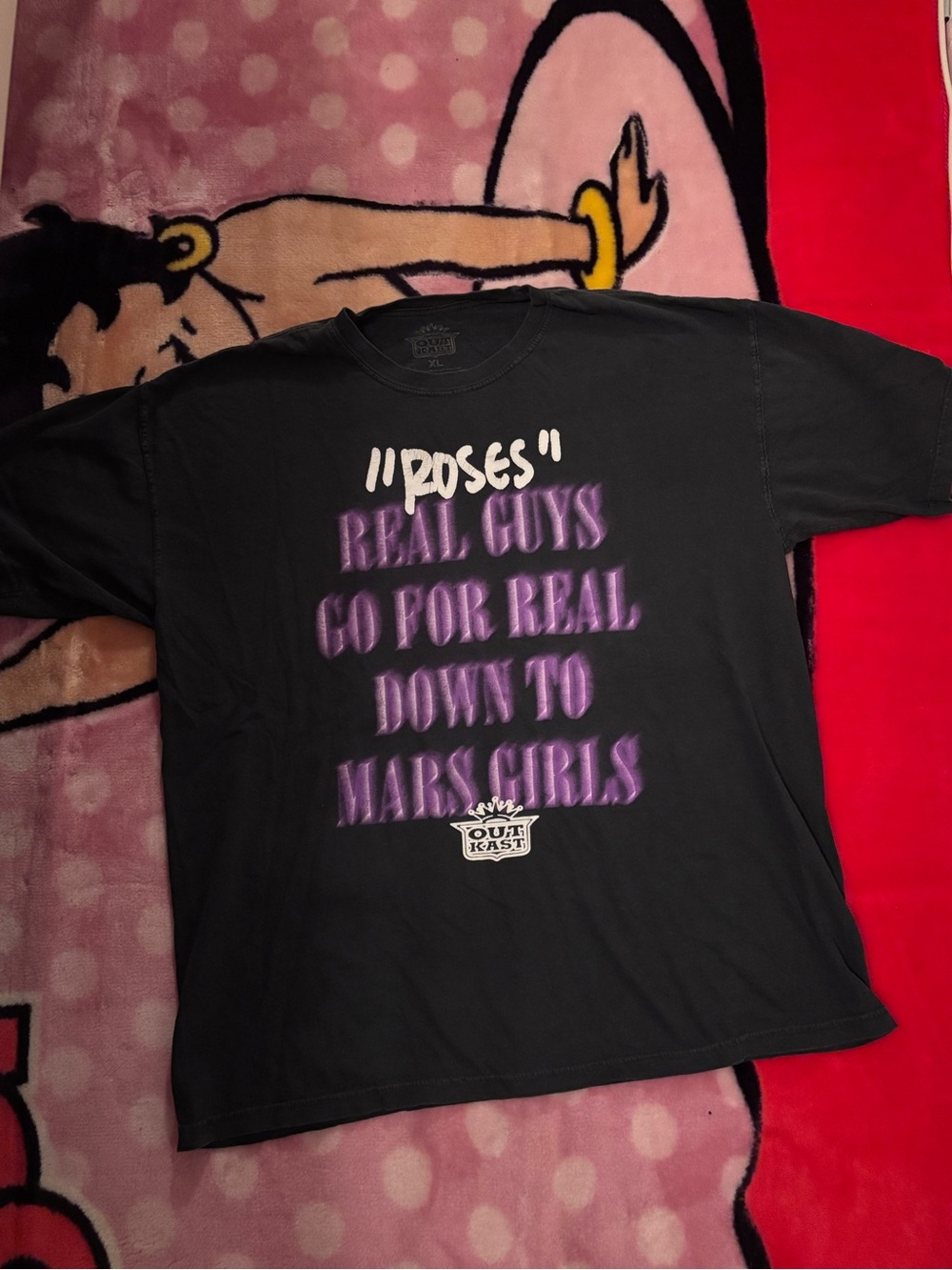 "Roses" Graphic Tee - Black with Purple Print by OutKast